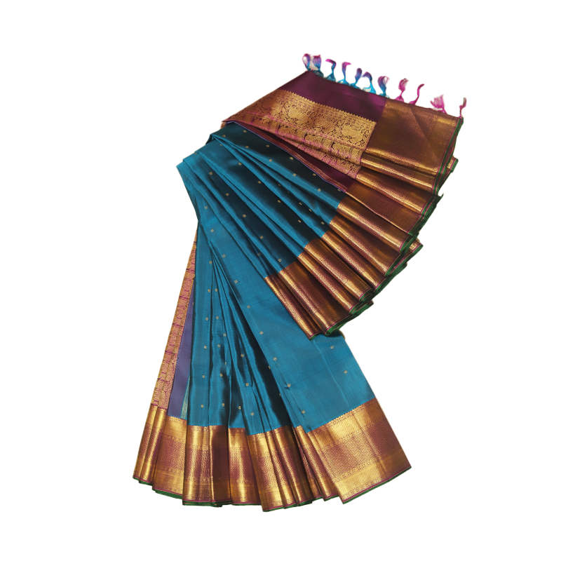 Peacock blue kancheevaram