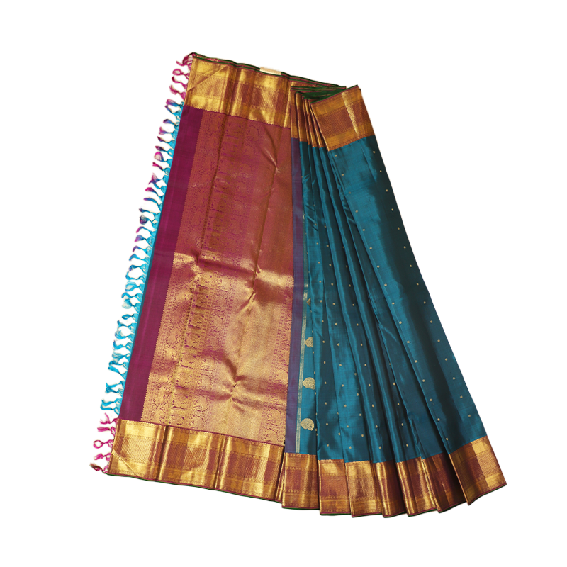 Peacock blue kancheevaram