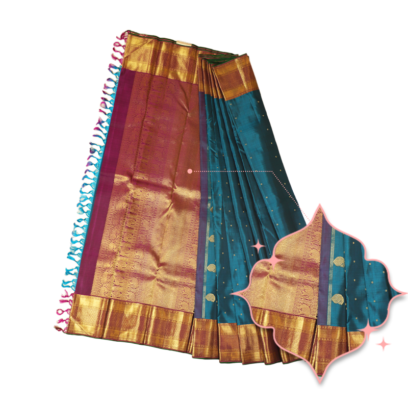 Peacock blue kancheevaram