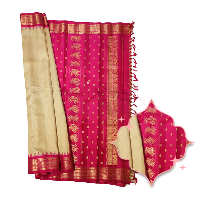 Cream gadwal silk